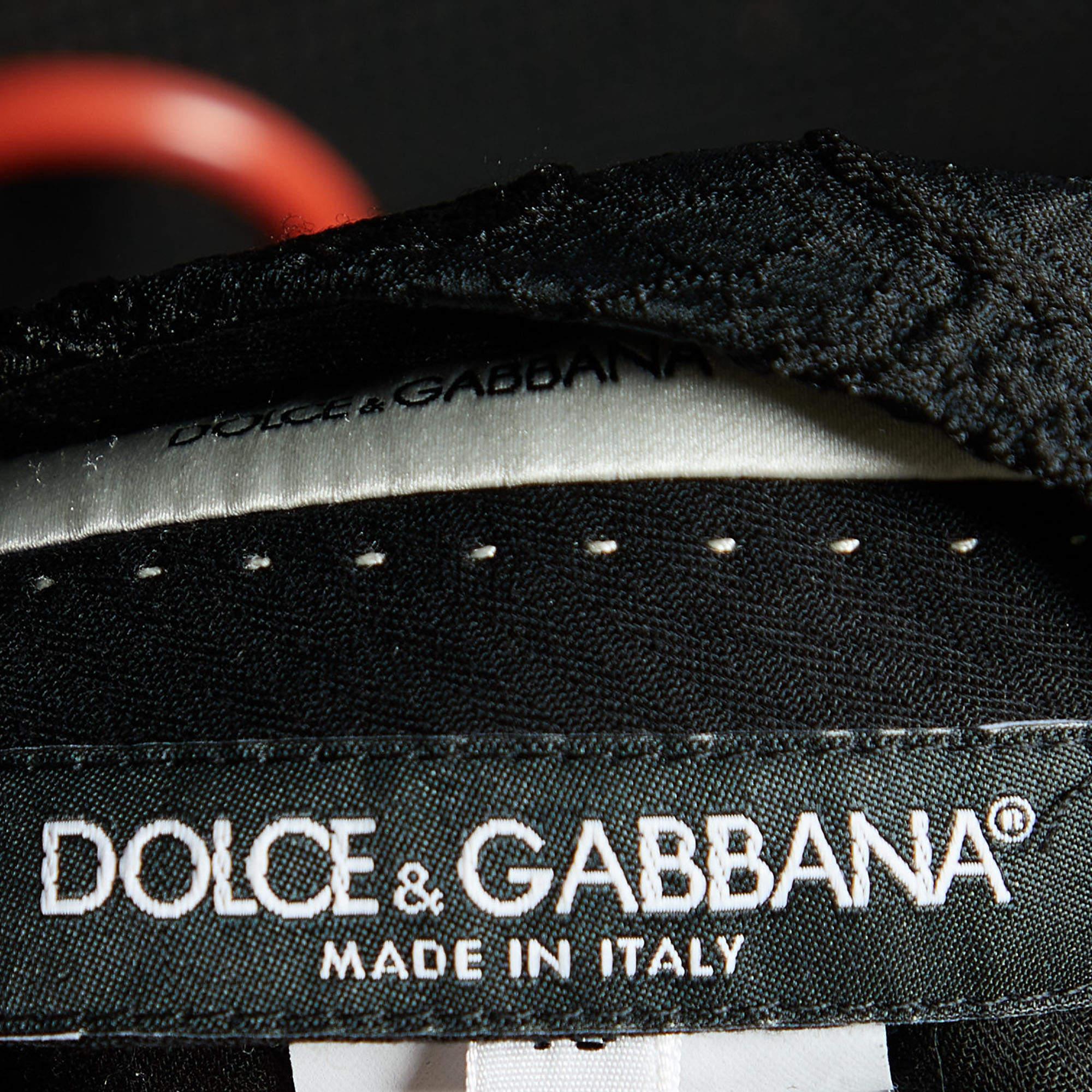Men's Dolce & Gabbana Black Floral Embossed Jacquard Tailored Pants M For Sale