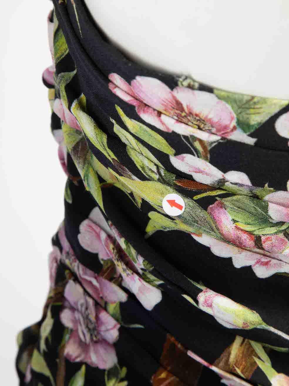 Dolce & Gabbana - Robe à col bénitier à fleurs noires, taille M Pour femmes en vente