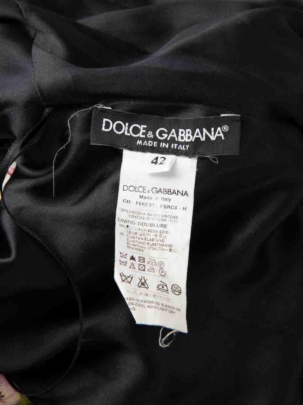 Dolce & Gabbana - Robe à col bénitier à fleurs noires, taille M en vente 2