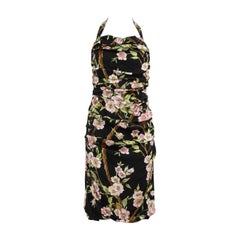 Dolce 
Gabbana Black Floral Halterneck Dress Size M
