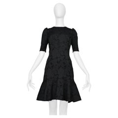 Schwarzes Cocktailkleid von Dolce & Gabbana aus Jacquard mit Blumenmuster und Volant