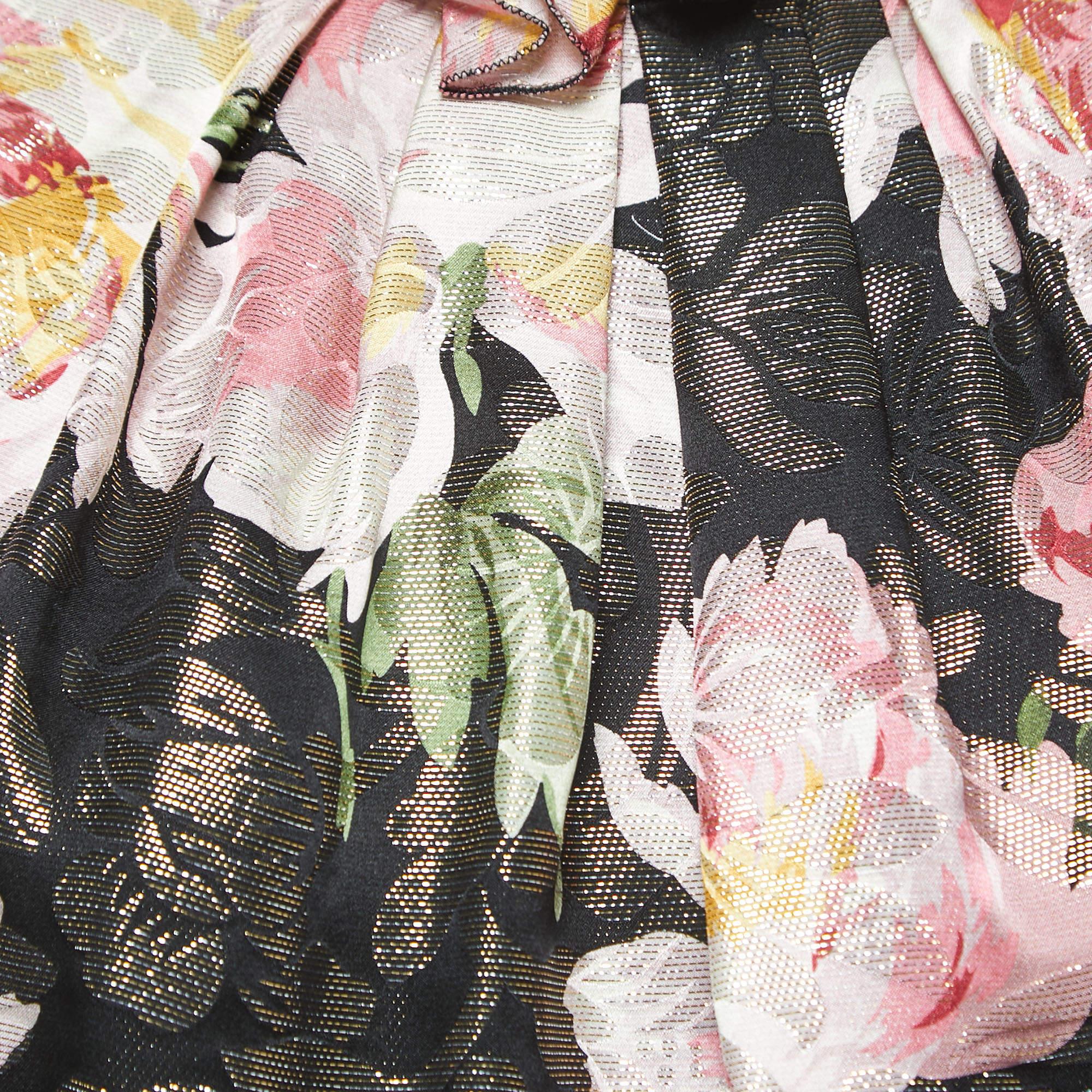 Dolce & Gabbana Black Floral Jacquard Silk Maxi Dress M In Excellent Condition For Sale In Dubai, Al Qouz 2