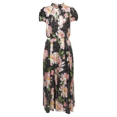 Used Dolce & Gabbana Black Floral Jacquard Silk Maxi Dress M