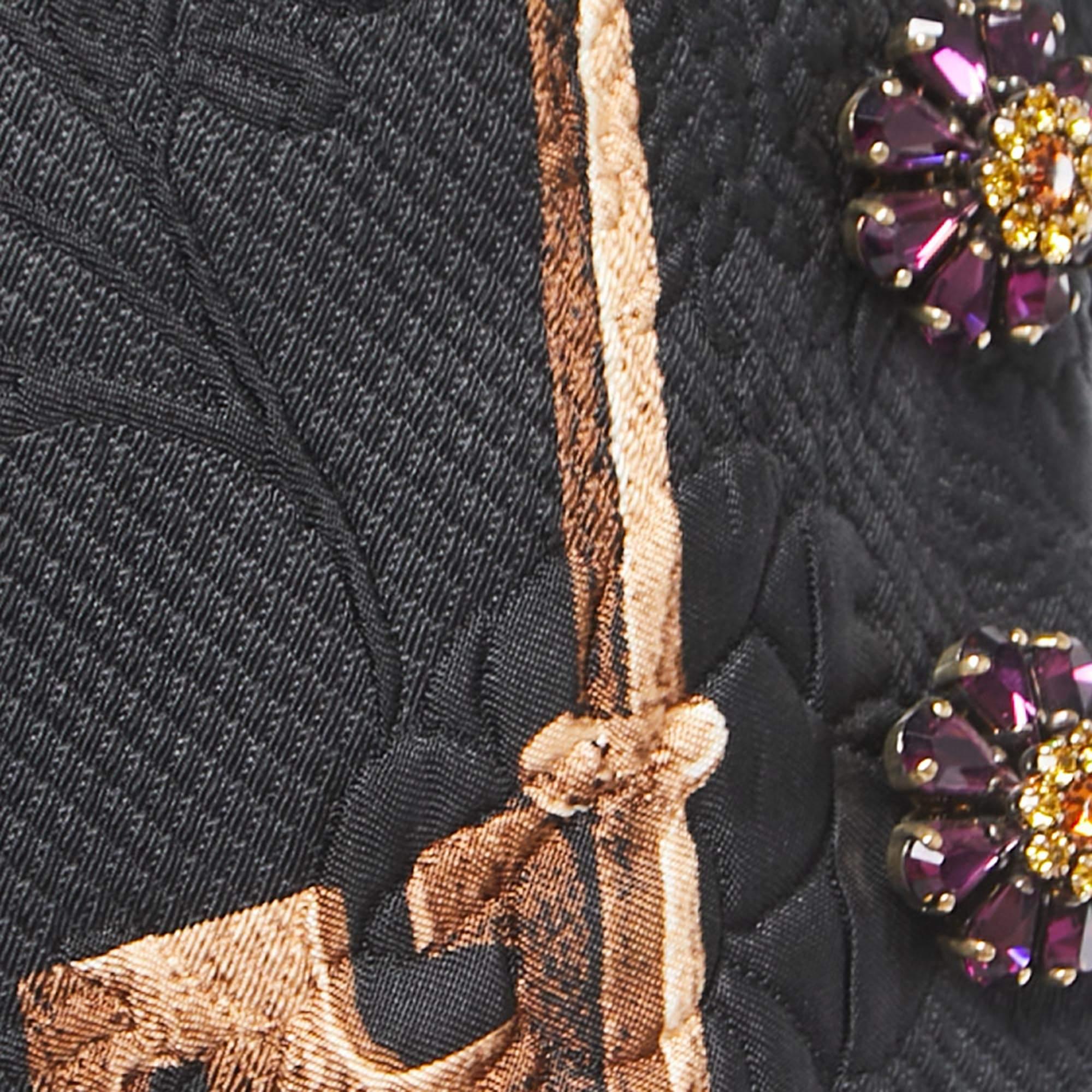 Dolce & Gabbana Black Floral & Key Printed Silk Maxi Dress S 2