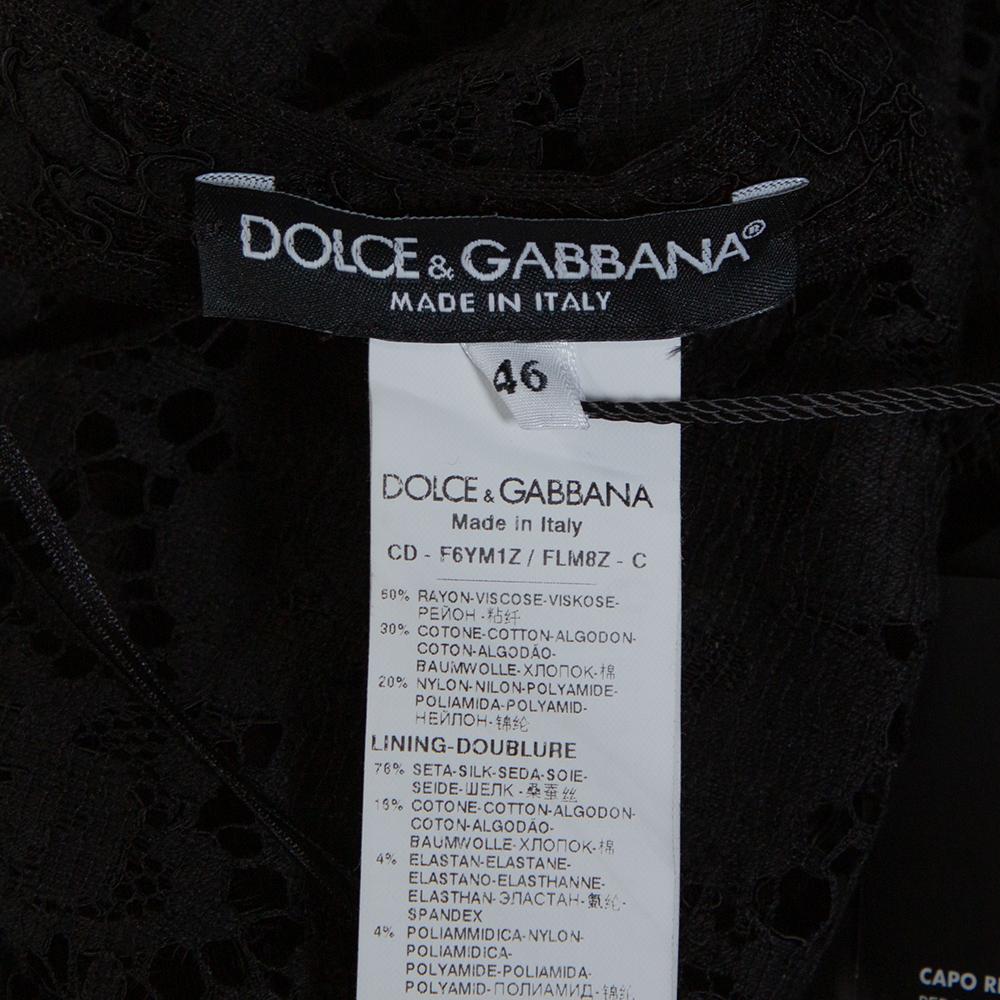 Women's Dolce & Gabbana Black Floral Lace Bee Appliqued Shift Dress L