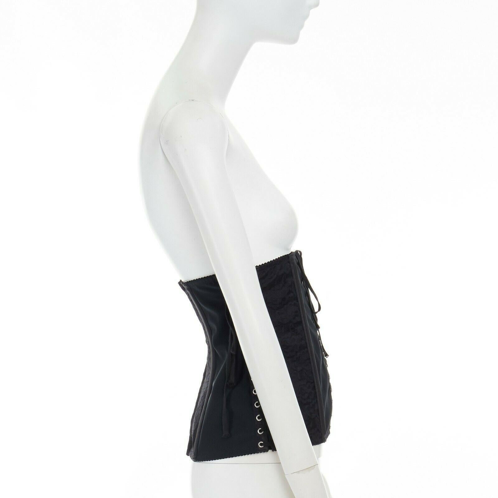 DOLCE GABBANA black floral lace boned laced up corset belt IT42 M 1