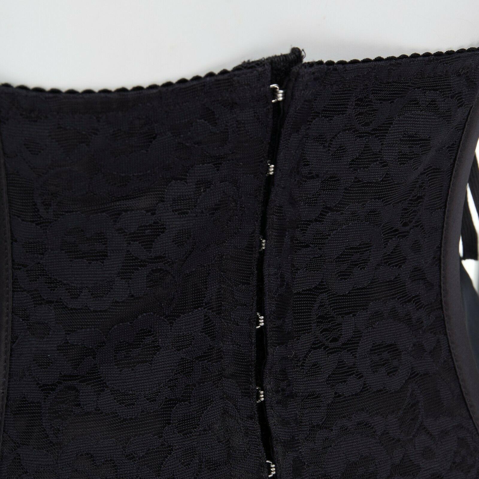 DOLCE GABBANA black floral lace boned laced up corset belt IT42 M 4