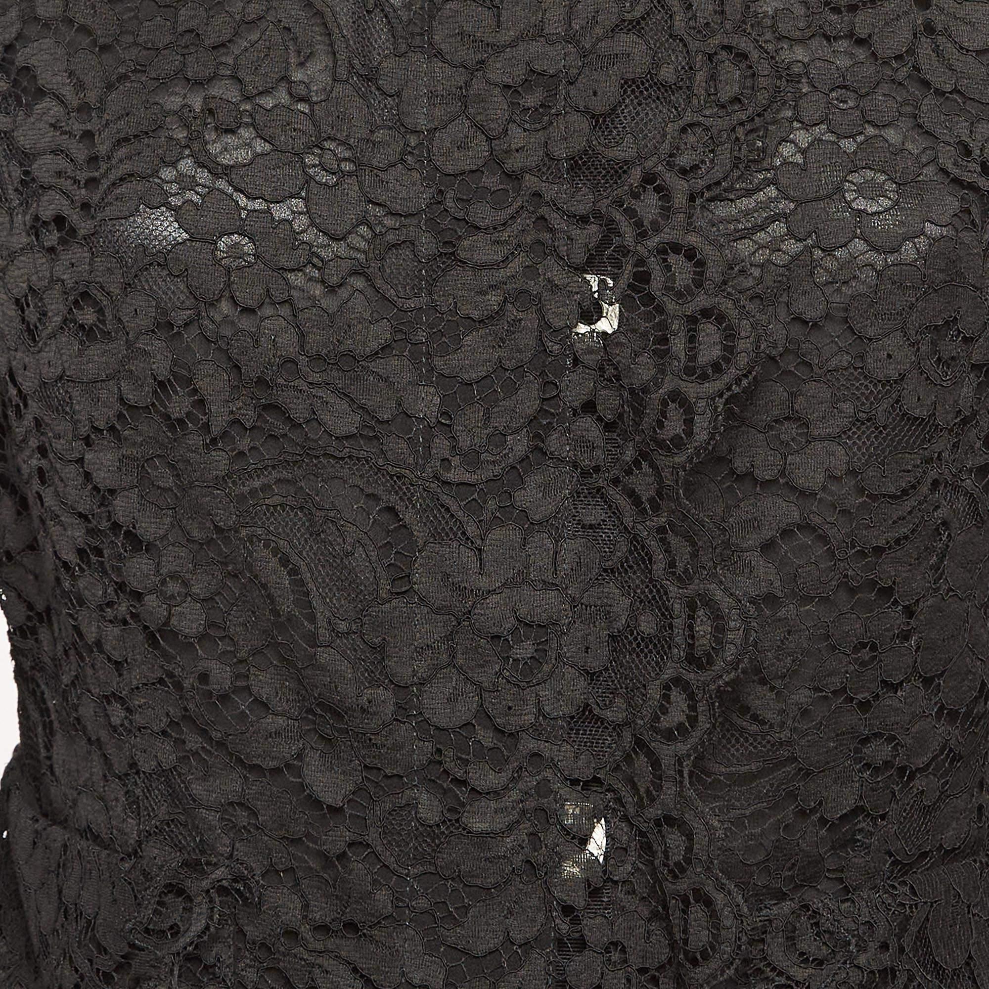 Nero Dolce & Gabbana - Giacca nera in pizzo floreale con bottoni M. in vendita