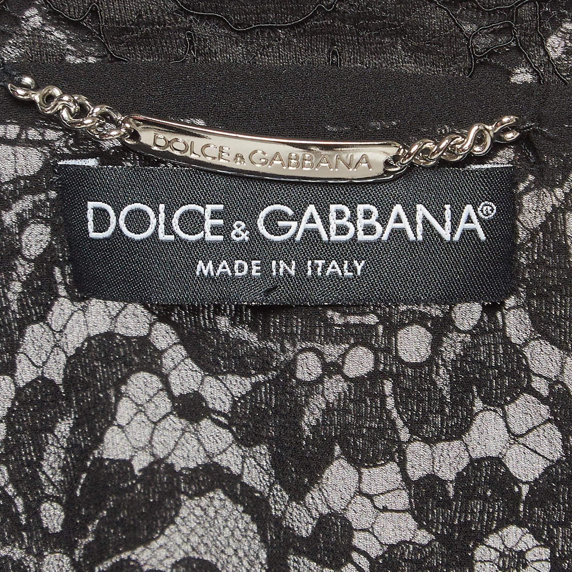Dolce & Gabbana - Giacca nera in pizzo floreale con bottoni M. In condizioni buone in vendita a Dubai, Al Qouz 2