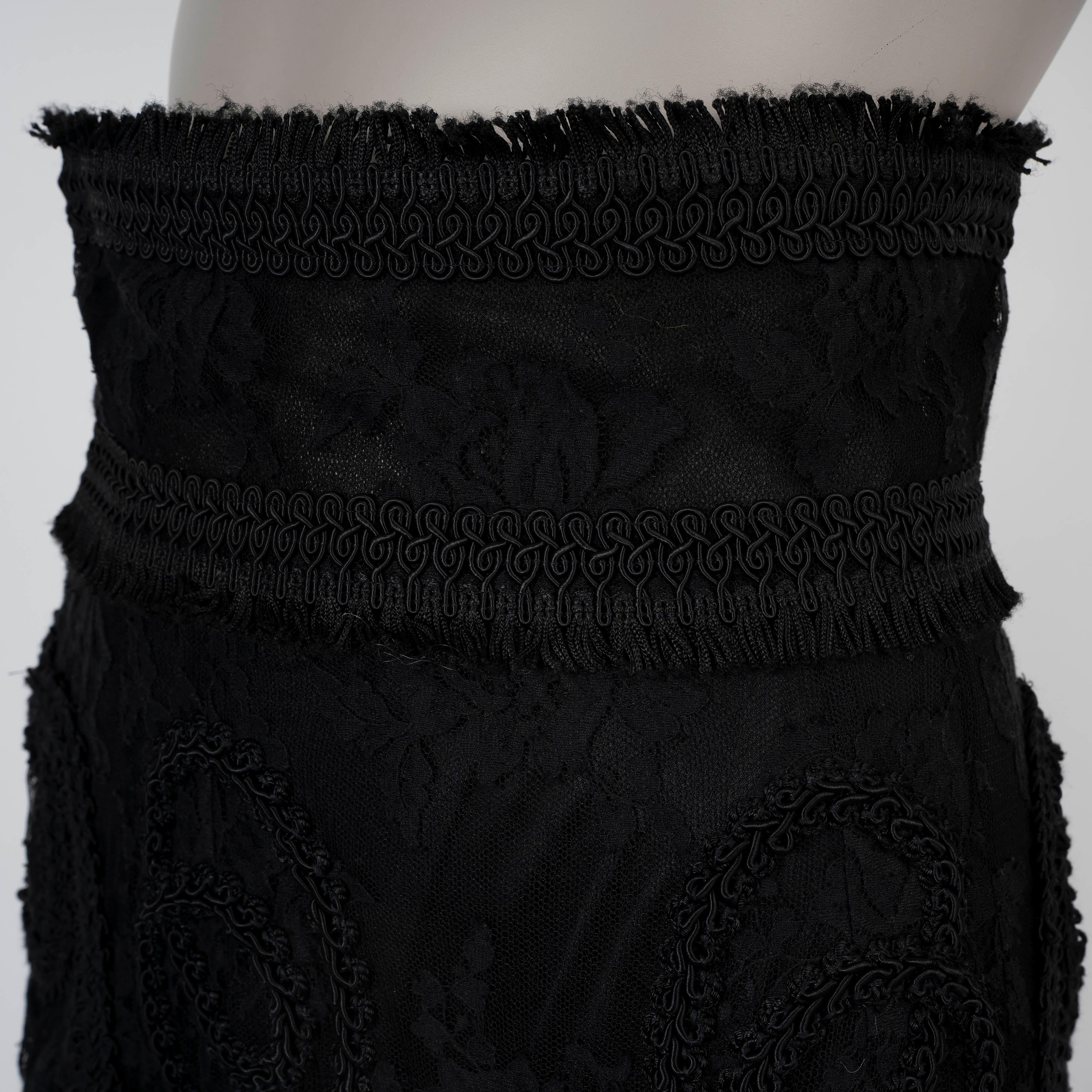 Women's DOLCE & GABBANA black FLORAL LACE MESH EMBROIDERED HIGH WAISTED Skirt S For Sale