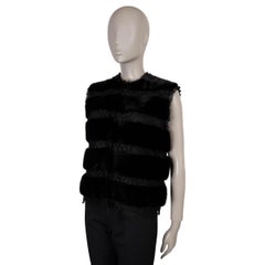 DOLCE & GABBANA black FLORAL LACE & MINK FUR Vest Jacket 42 M