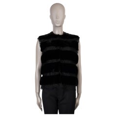 DOLCE & GABBANA black FLORAL LACE & MINK FUR Vest Jacket 42 M