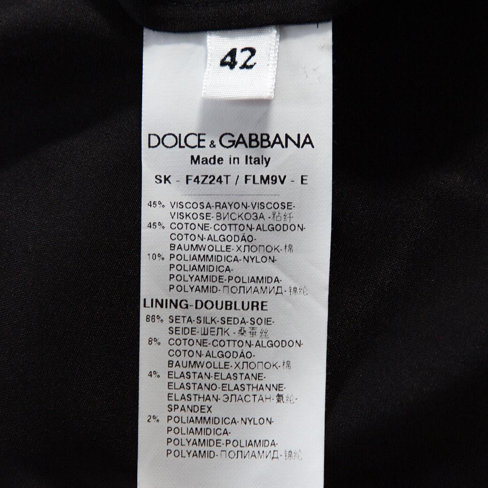 Dolce & Gabbana Black Floral Lace Pencil Skirt M 1