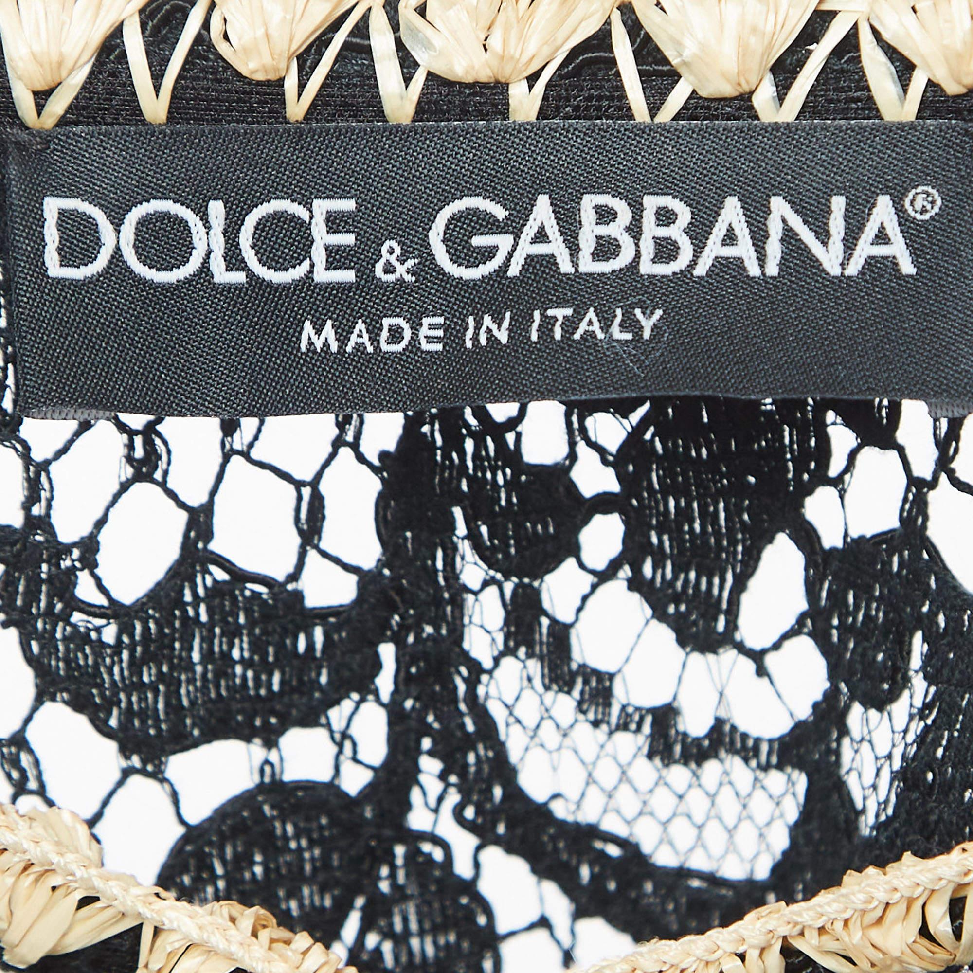Dolce & Gabbana Black Floral Lace Raffia Trimmed Cape Coat L 2