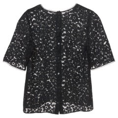 Dolce & Gabbana Black Floral Lace Relaxed Fit Blouse M