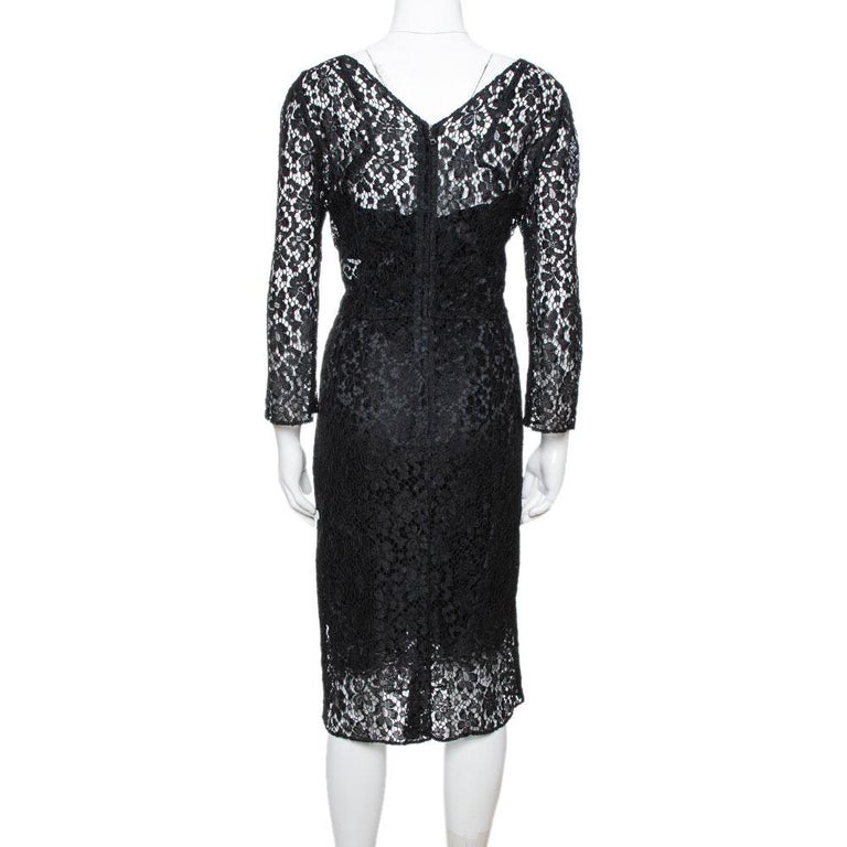 Dolce & Gabbana Black Lace Crystal Embellished Sheath Dress main image 1