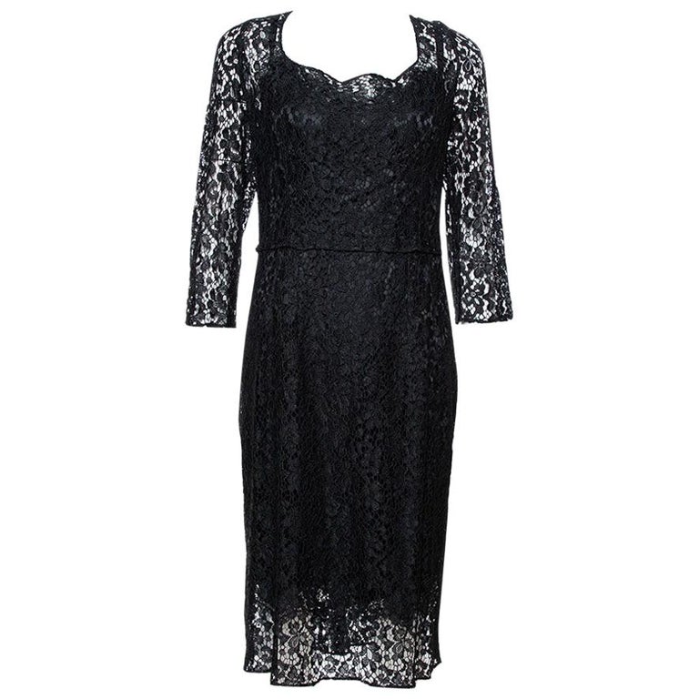 Dolce & Gabbana Black Lace Crystal Embellished Sheath Dress main image 0
