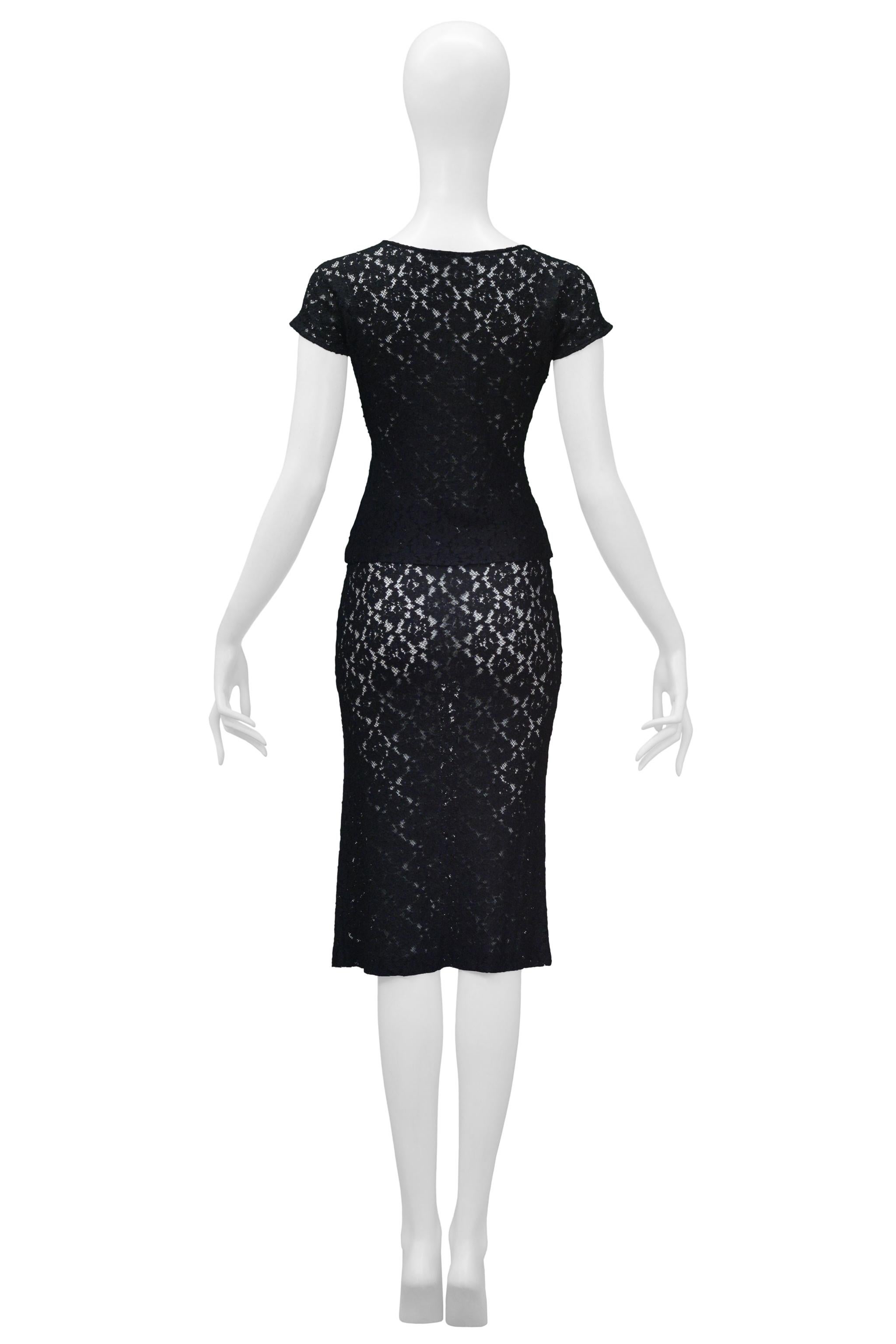 Dolce & Gabbana Black Floral Lace Top And Skirt Ensemble 1990s In Excellent Condition For Sale In Los Angeles, CA
