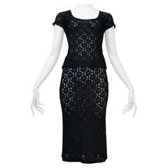 Dolce & Gabbana - Top e gonna in pizzo floreale nero anni '90