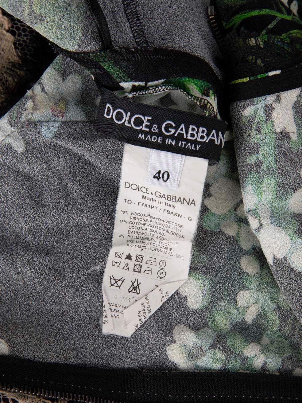 Dolce & Gabbana Schwarzes Top mit Blumenmuster und Spitzenbesatz Größe S im Angebot 4