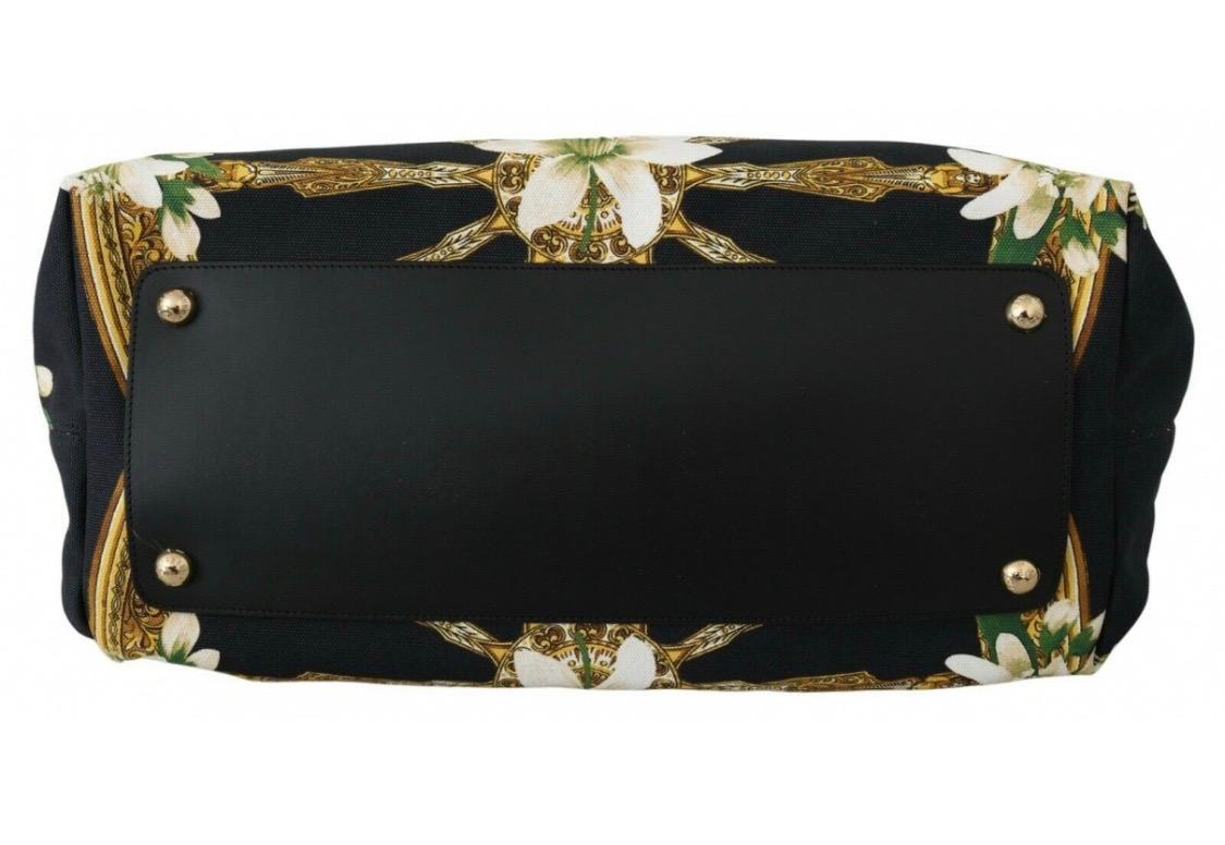 Dolce & Gabbana Black Floral Porto Cervo CAPRI tote bag In New Condition In WELWYN, GB