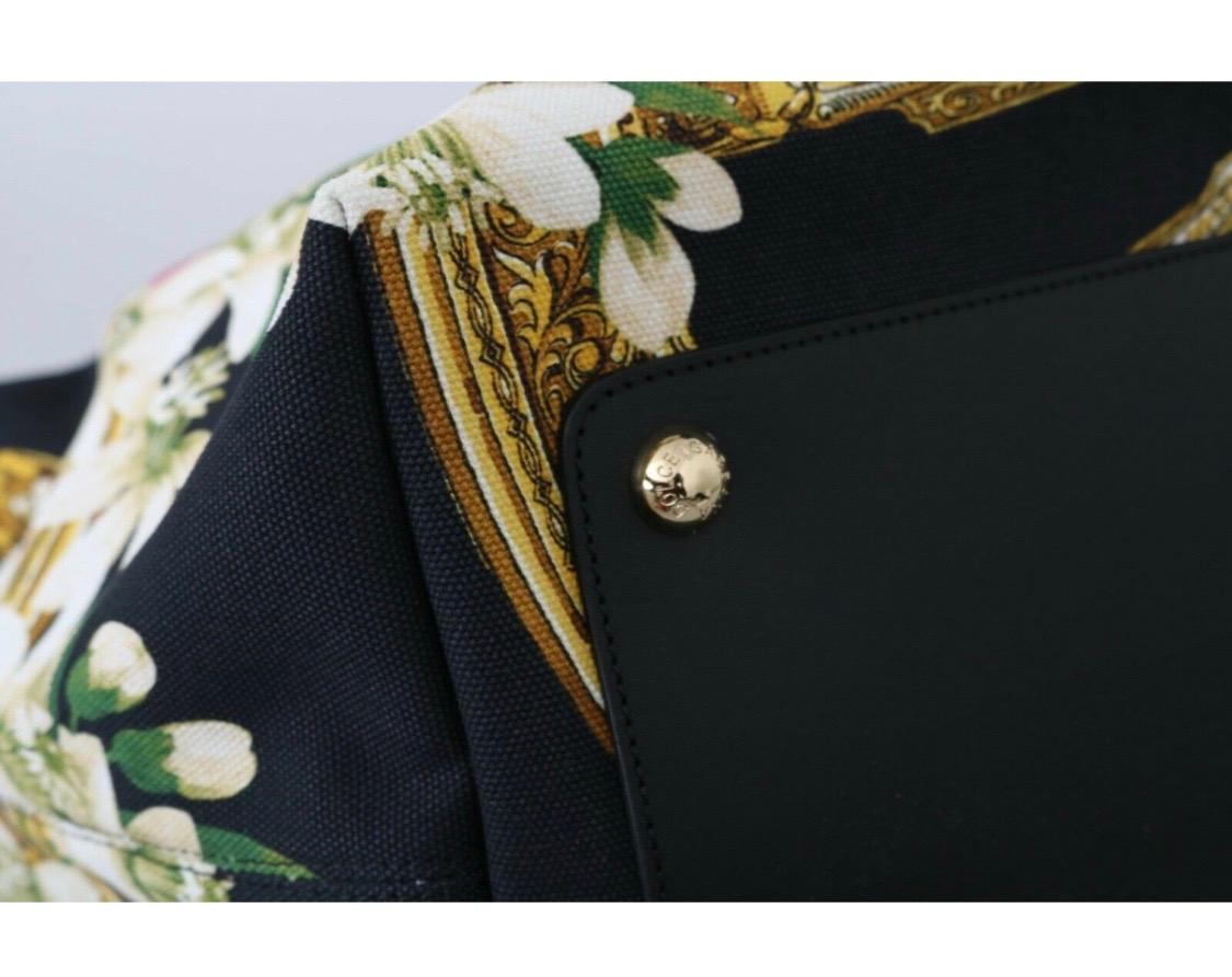 Women's Dolce & Gabbana Black Floral Porto Cervo CAPRI tote bag