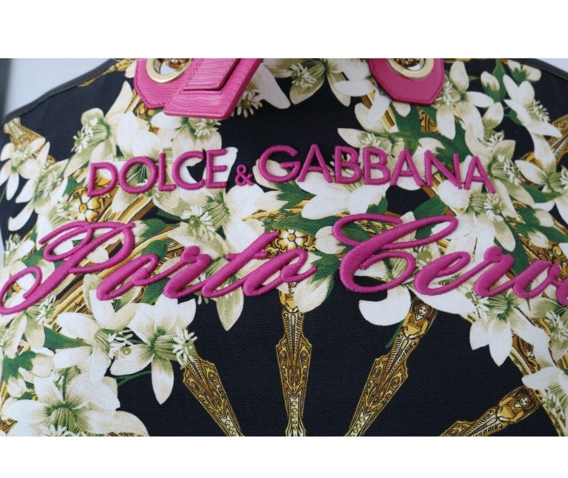 Dolce & Gabbana Black Floral Porto Cervo CAPRI tote bag 1