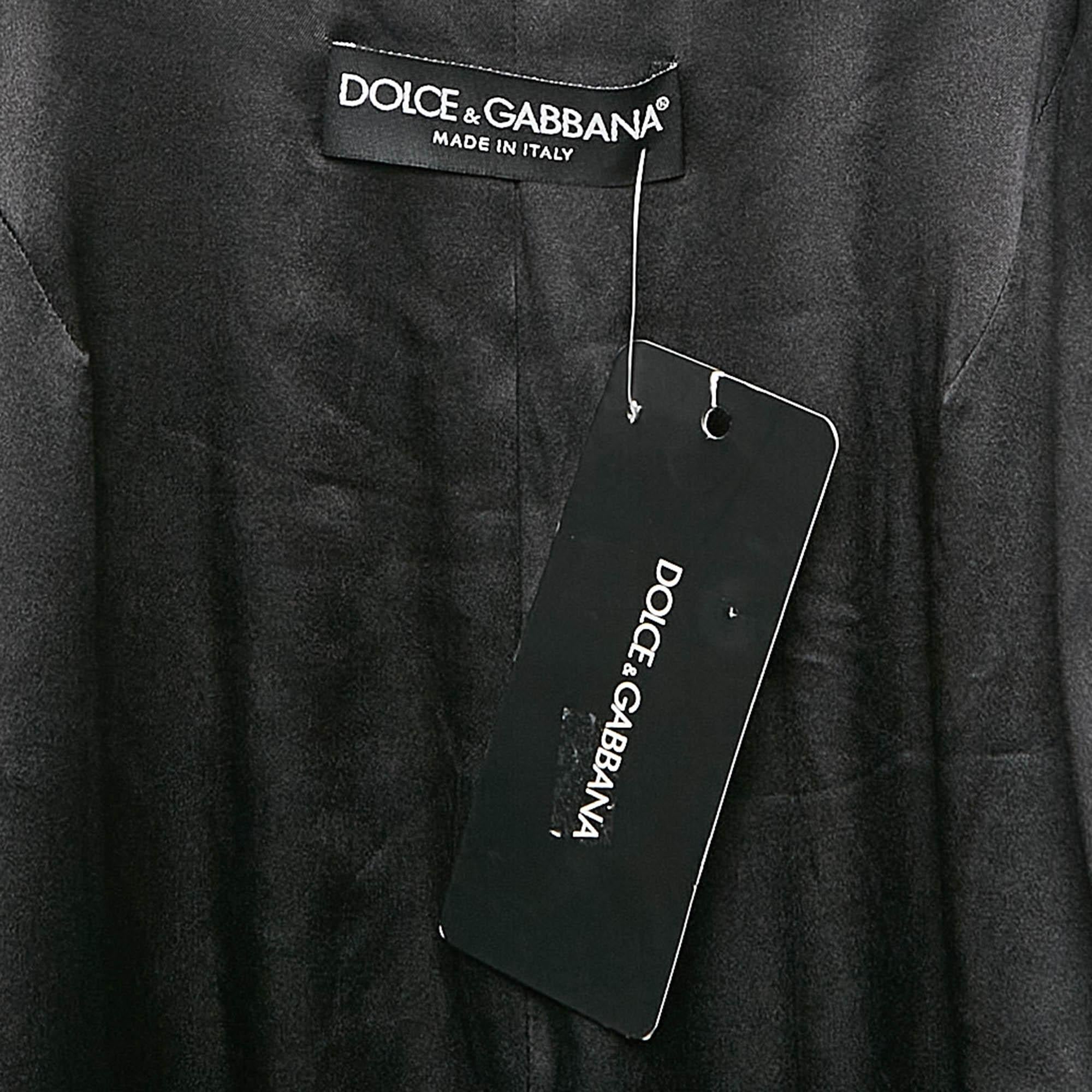 Women's Dolce & Gabbana Black Floral Print Crepe Blazer M For Sale