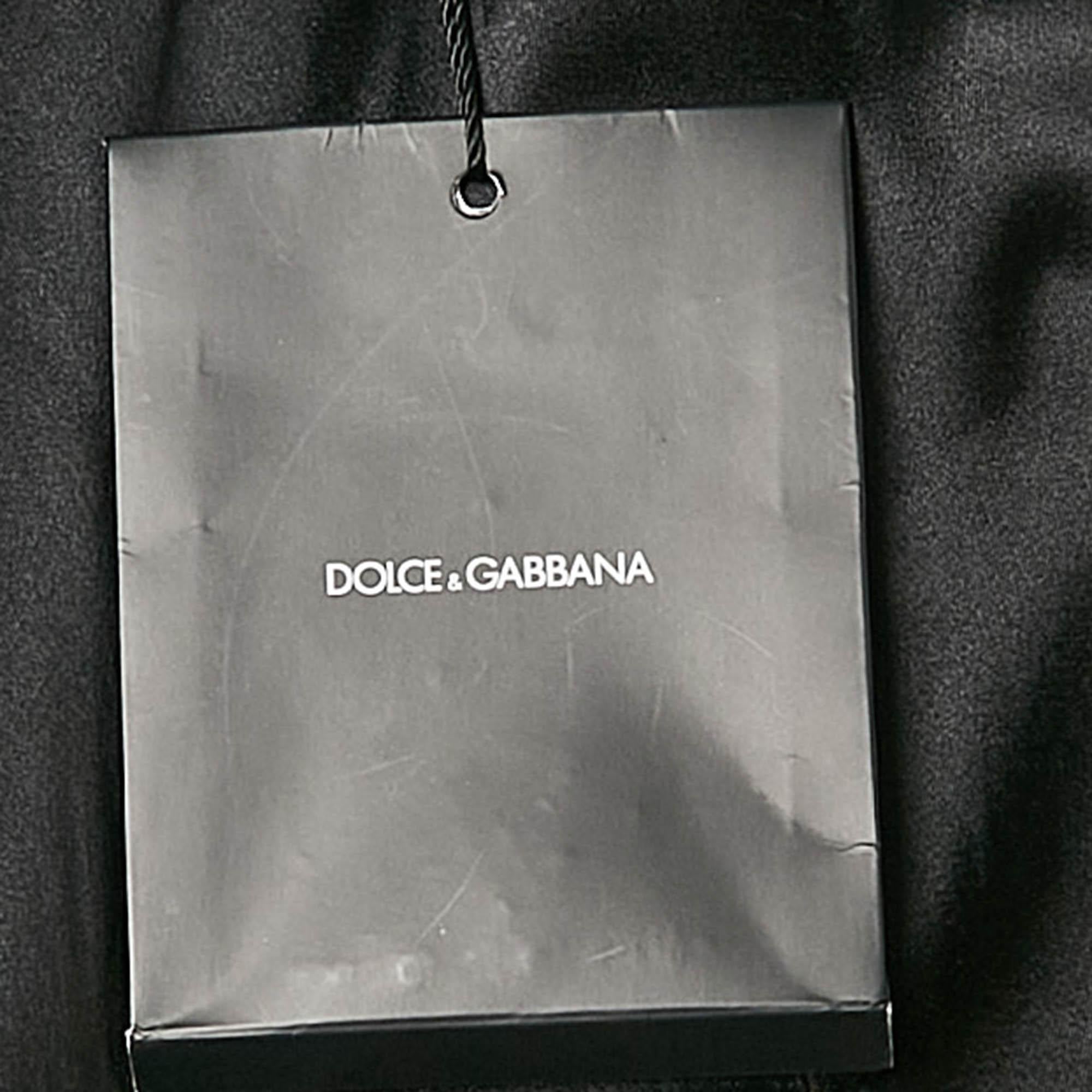 Dolce & Gabbana Black Floral Print Crepe Blazer M For Sale 2