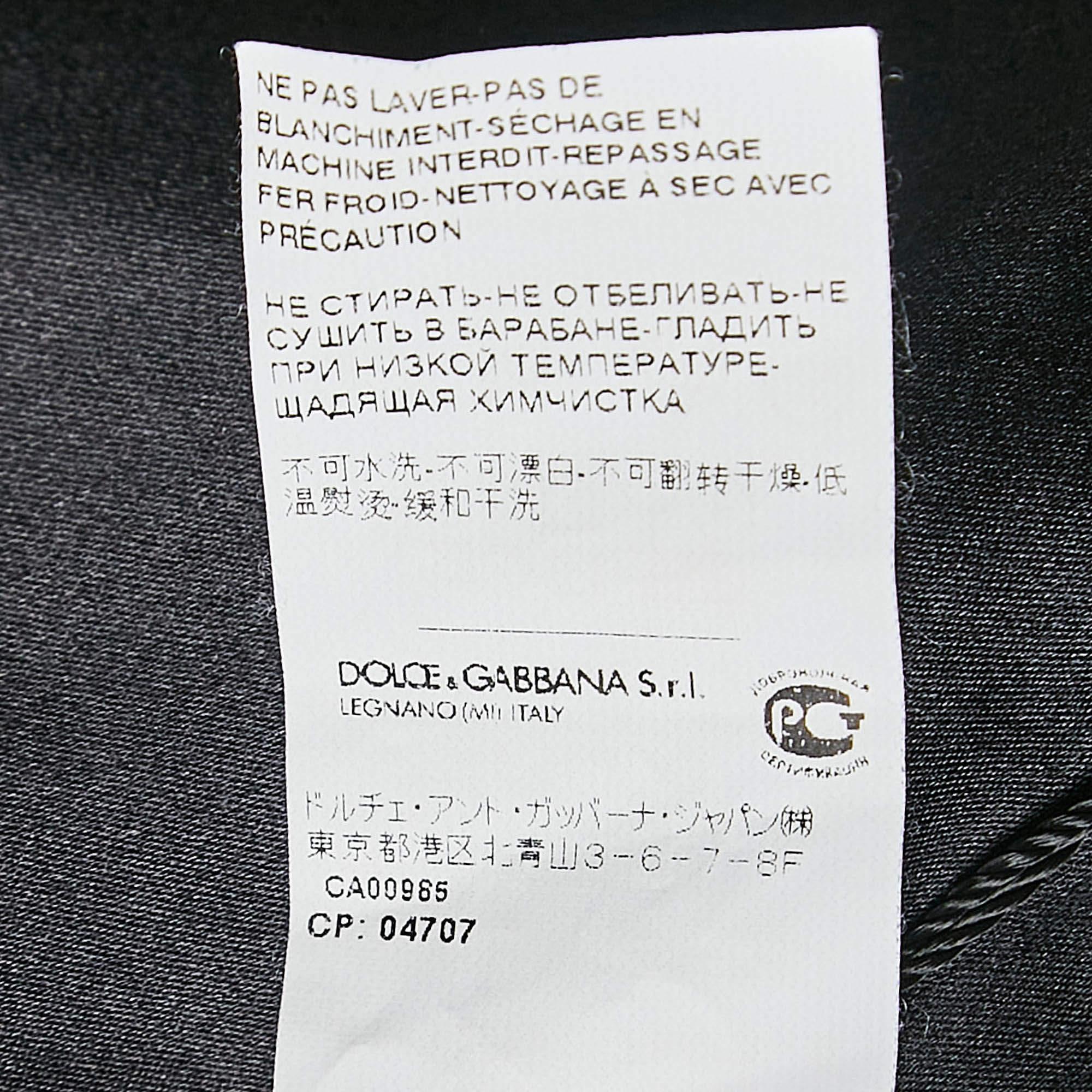 Dolce & Gabbana Black Floral Print Crepe Blazer M For Sale 4