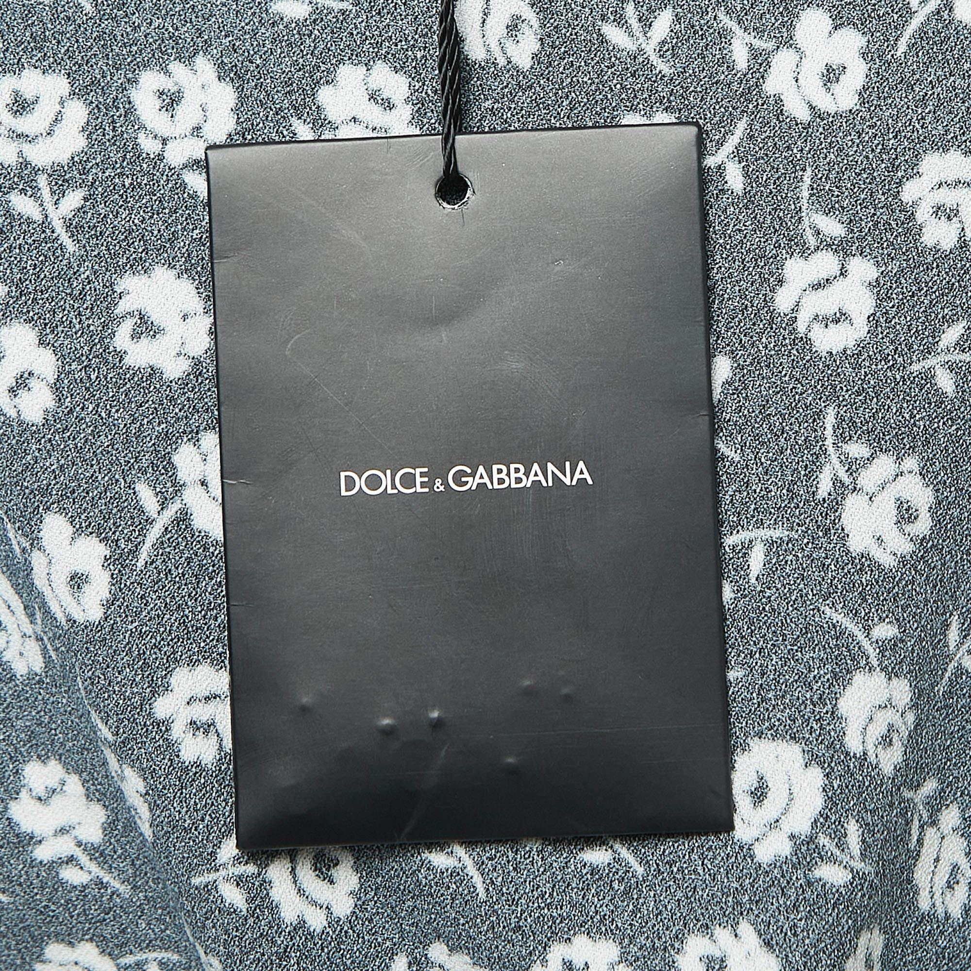 Women's Dolce & Gabbana Black Floral Print Crepe Boxy Fit Blouse S