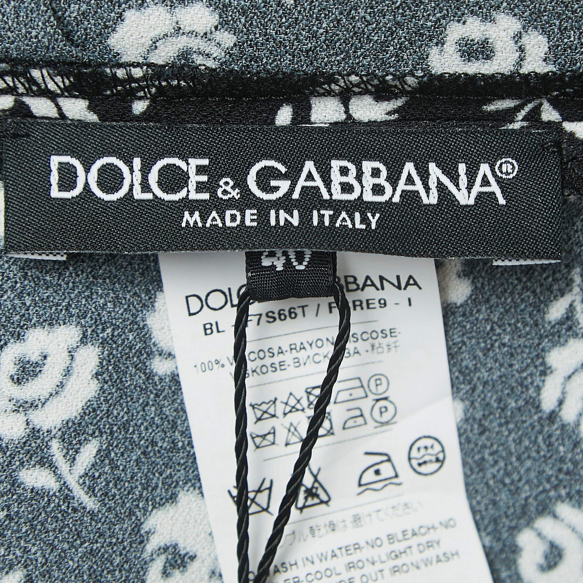 Dolce & Gabbana Black Floral Print Crepe Boxy Fit Blouse S 1