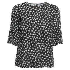 Dolce & Gabbana Black Floral Print Crepe Boxy Fit Blouse S