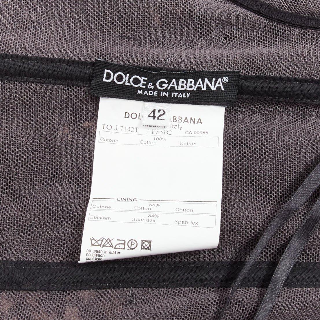 DOLCE GABBANA black floral print cross back lace trim corset top IT42 M For Sale 4