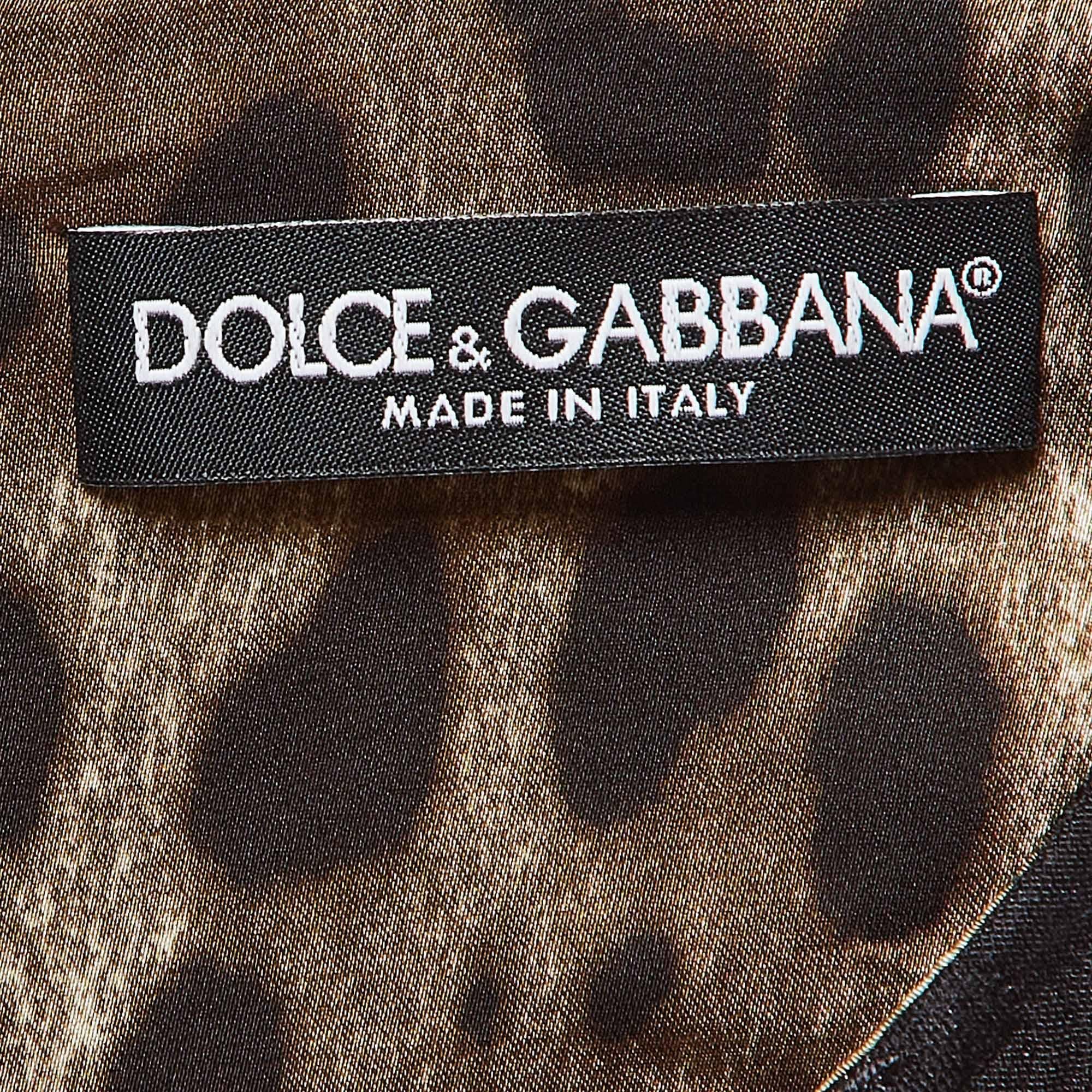 Women's Dolce & Gabbana Black Floral Print Jacquard Sleeveless Dress XL