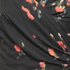 Dolce & Gabbana Black Floral Print Knit Draped Long Sleeve Top S