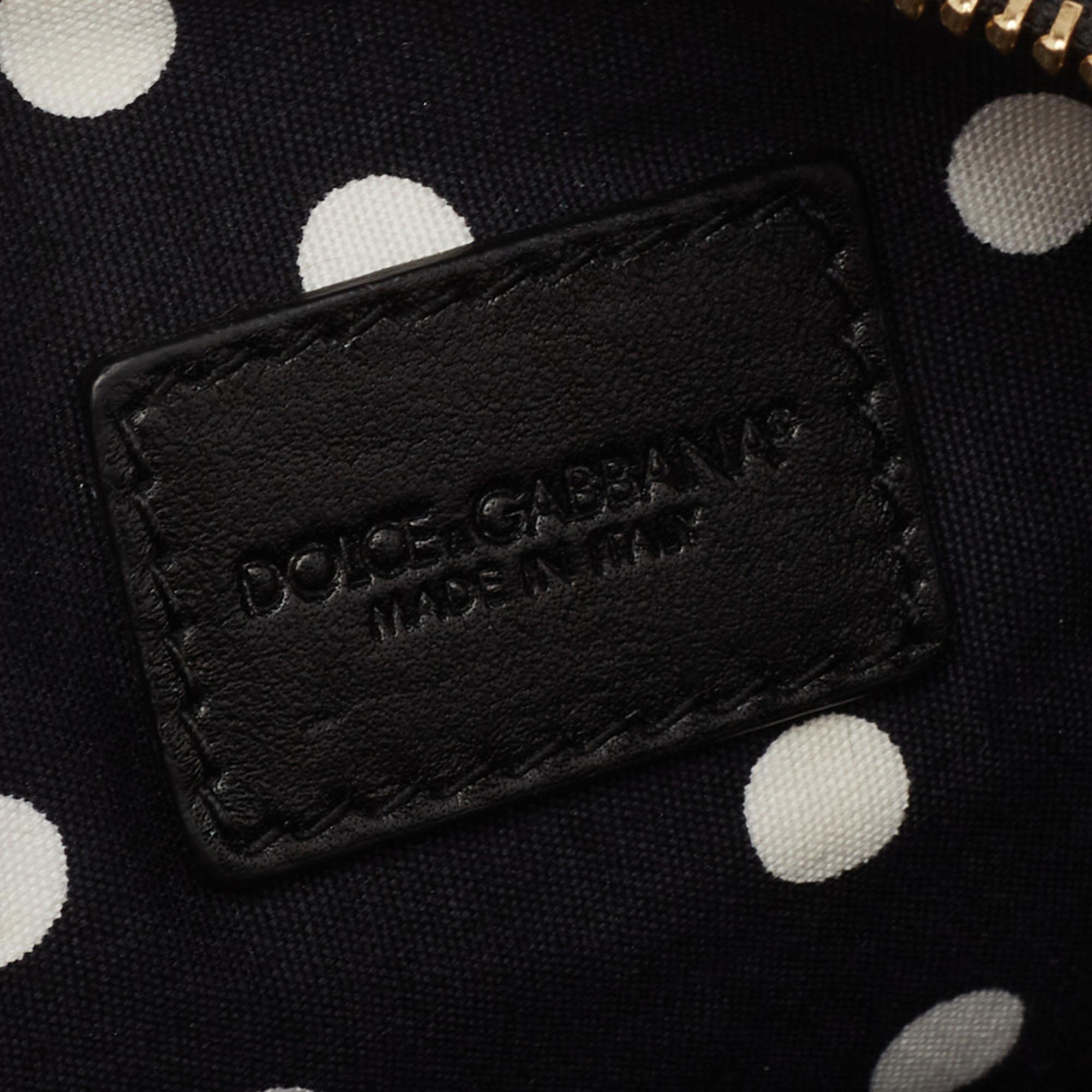 Dolce & Gabbana Black Floral Print Leather Chain Clutch 4