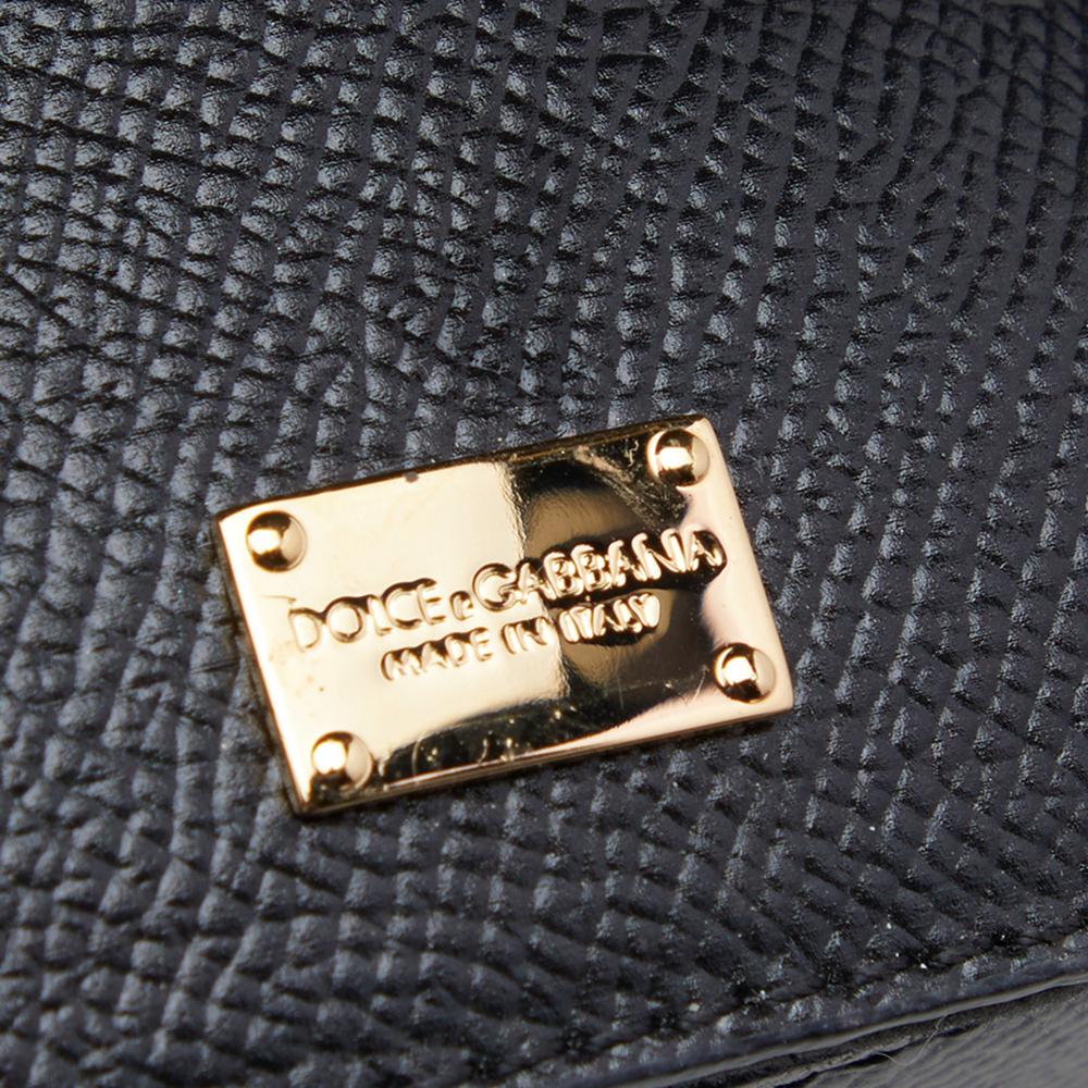 Dolce & Gabbana Black Floral Print Leather Miss Sicily Top Handle Bag 2