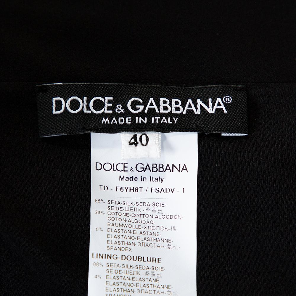 Women's Dolce & Gabbana Black Floral Print Silk Lace Trim Abaya S