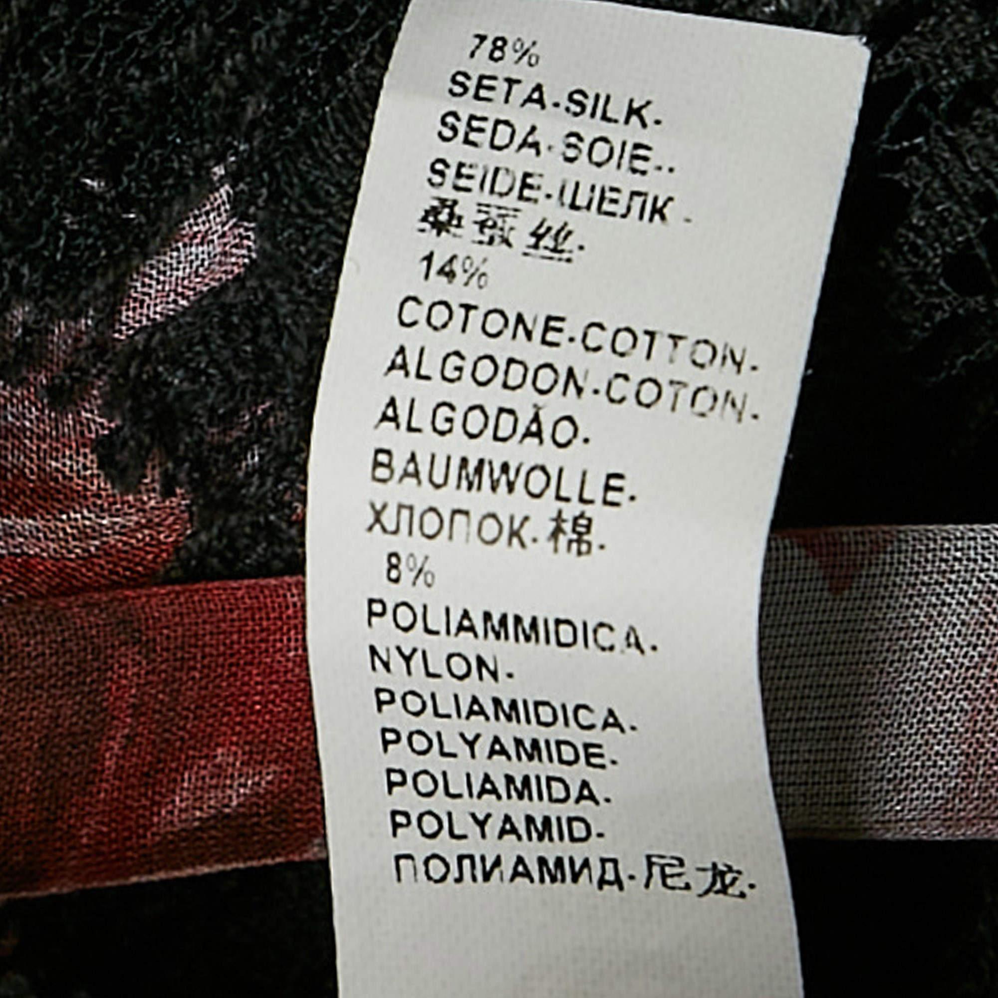 Dolce & Gabbana Vestido íntimo de seda con estampado floral negro y ribete de encaje XS en venta 2