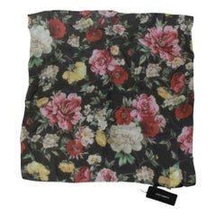 Dolce & Gabbana Black Floral Print Silk Scarf in Multicolour