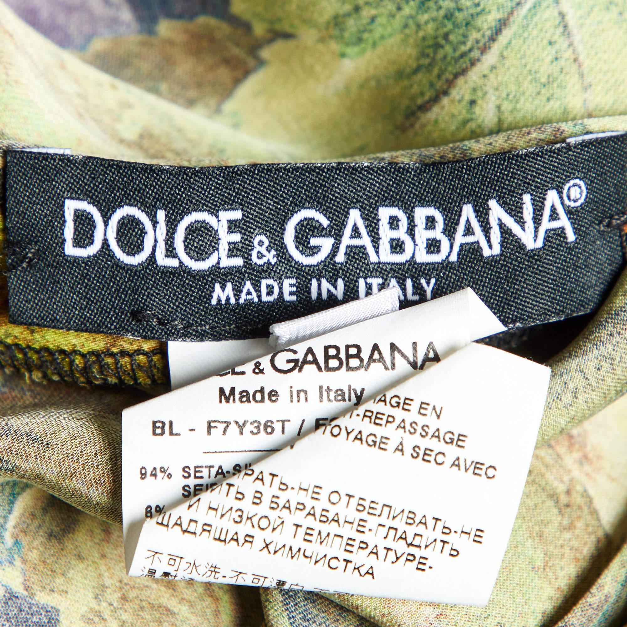 Dolce & Gabbana Top in seta con stampa floreale nero L In condizioni buone in vendita a Dubai, Al Qouz 2