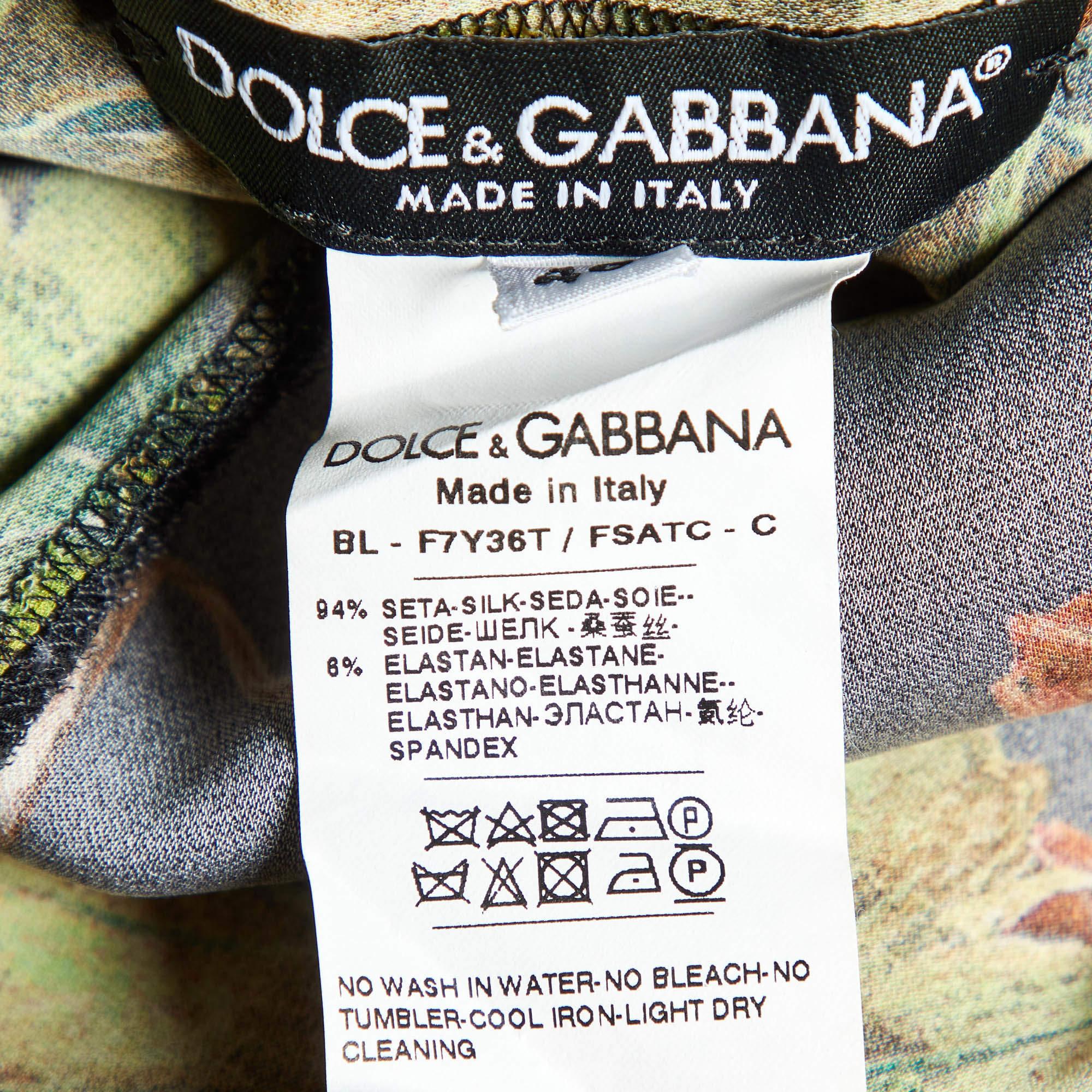 Donna Dolce & Gabbana Top in seta con stampa floreale nero L in vendita