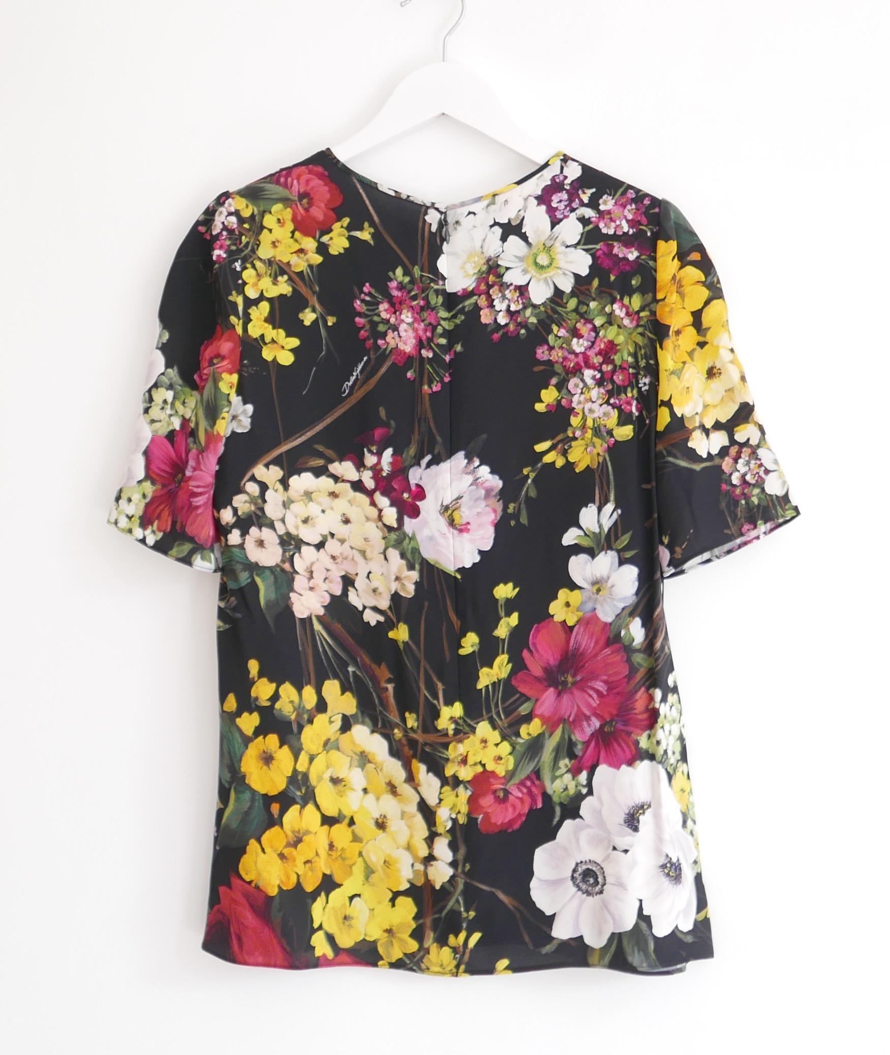 Dolce & Gabbana - Top noir à imprimé floral Neuf - En vente à London, GB