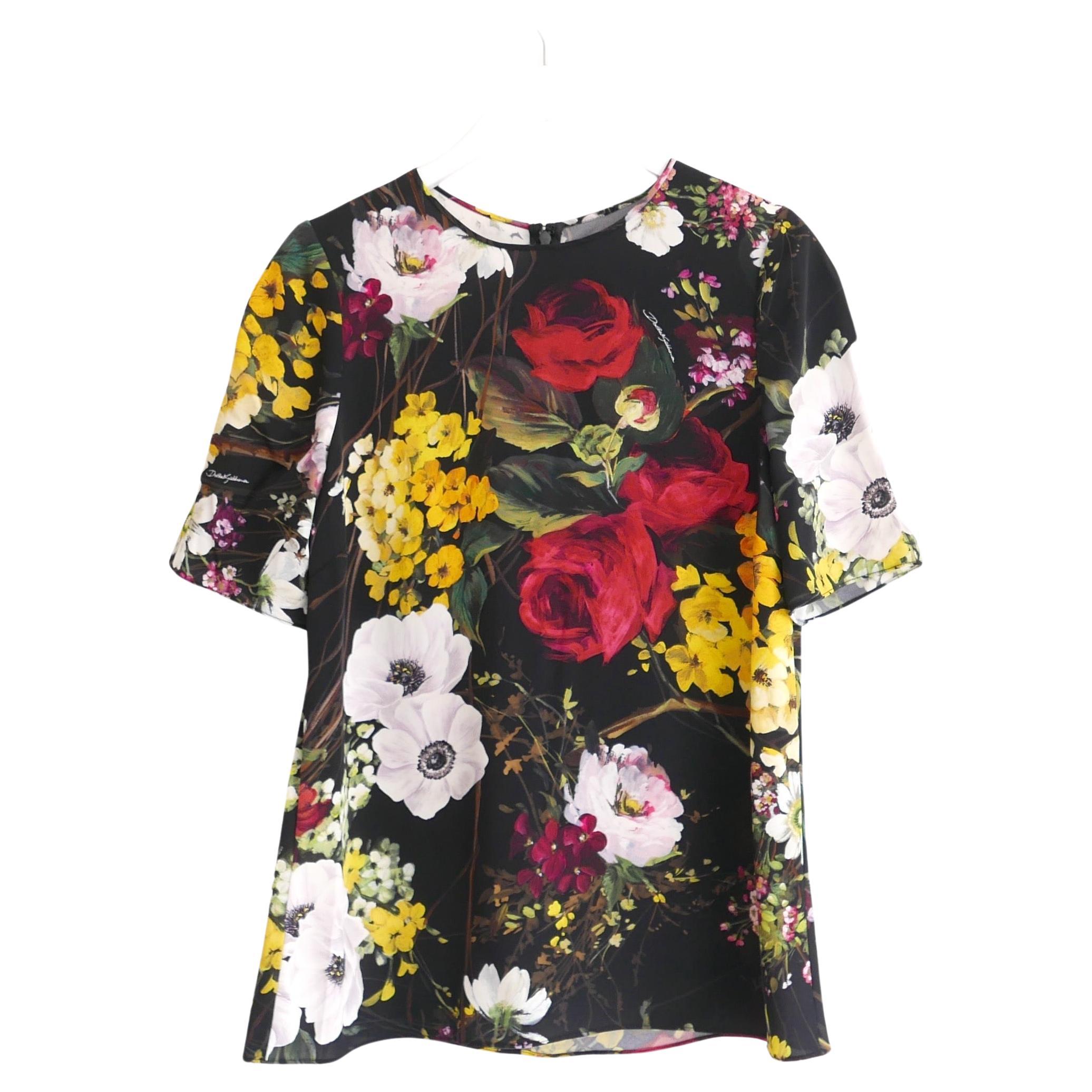Dolce & Gabbana - top nero con stampa floreale