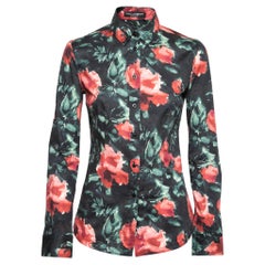 Dolce & Gabbana Black Floral Printed Cotton Button Front Shirt S