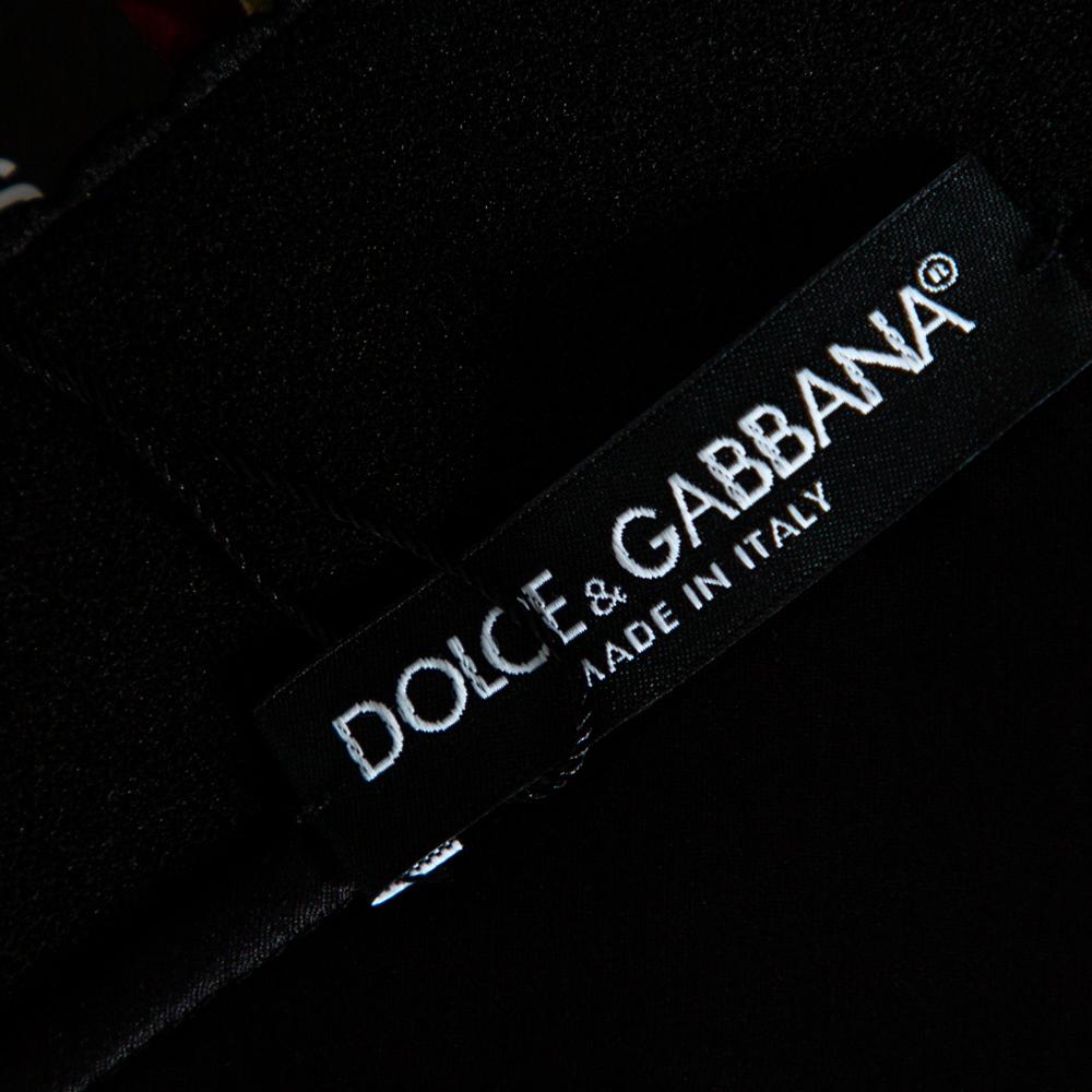 Dolce & Gabbana Black Floral Printed Cotton Flared Skirt S 1