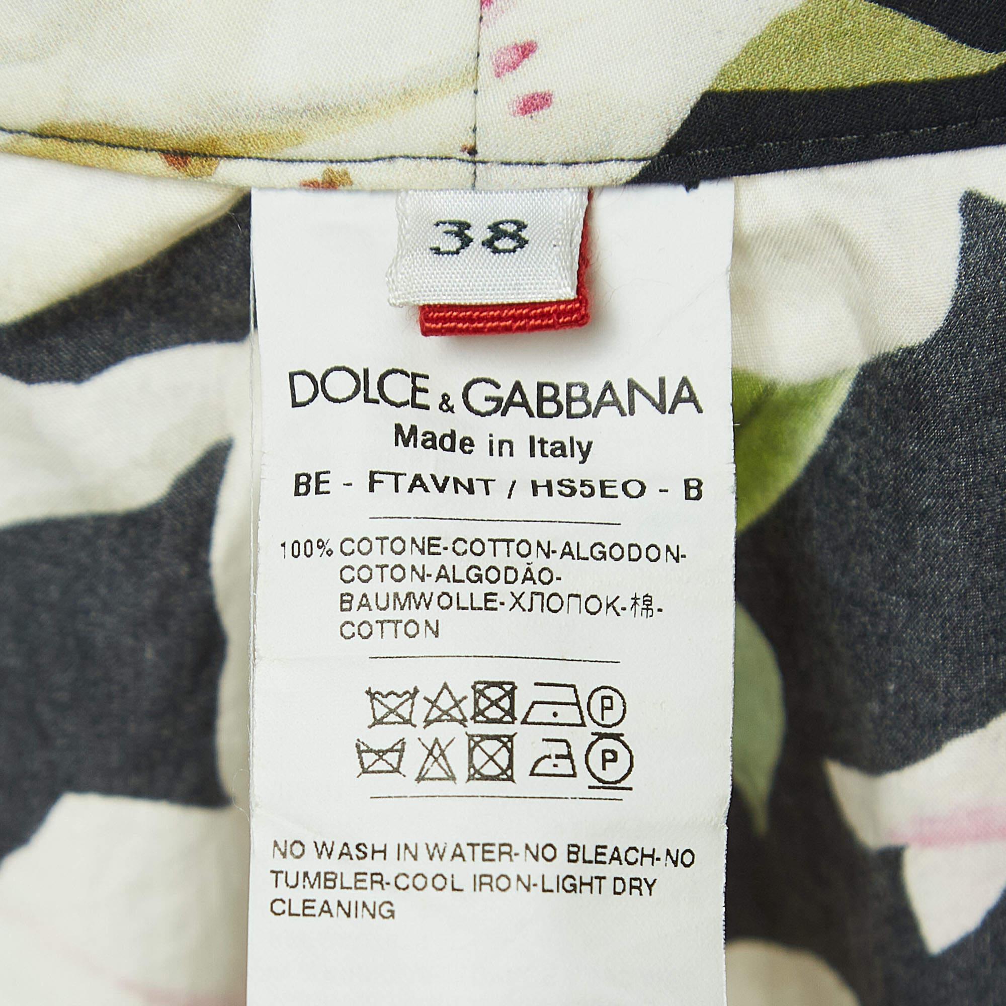 Dolce & Gabbana Black Floral Printed Cotton Shorts S 1