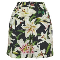Dolce & Gabbana Black Floral Printed Cotton Shorts S