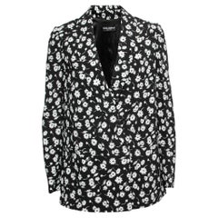 Dolce 
Gabbana Black Floral Printed Crepe Blazer S